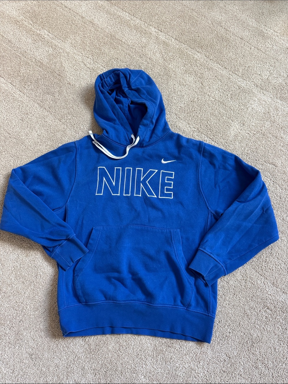 Nike Blue Men's Pullover Hoodie with White Accents